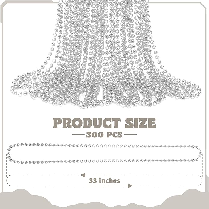 300PCS Mardi Gras Beads Bulk, Mardi Gras Beads Necklace, Parade Throw Accessories Set Decorations Party Supplies