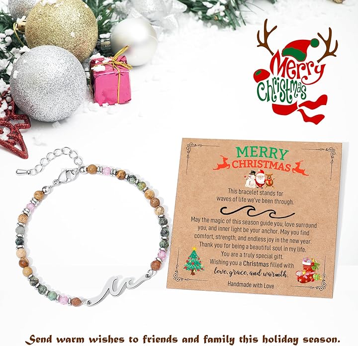 TONY & SANDY Friend Gifts for Women, Unique Valentine's Day Gifts for Her, Sister Gifts from Sister, Wave Bracelet, Christmas Birthday Gifts for Women, Bestie Friendship Bracelets