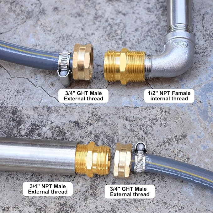 Garden Hose Connector Adapter, 3/4" GHT male and 3/4" NPT male Connectors - Image 5