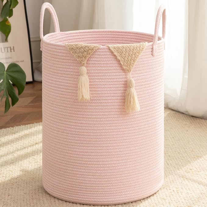 OIAHOMY 80L Nursery Hamper Laundry Basket Laundry Hamper Pink | collapsible by MasterofSpaceOptimization