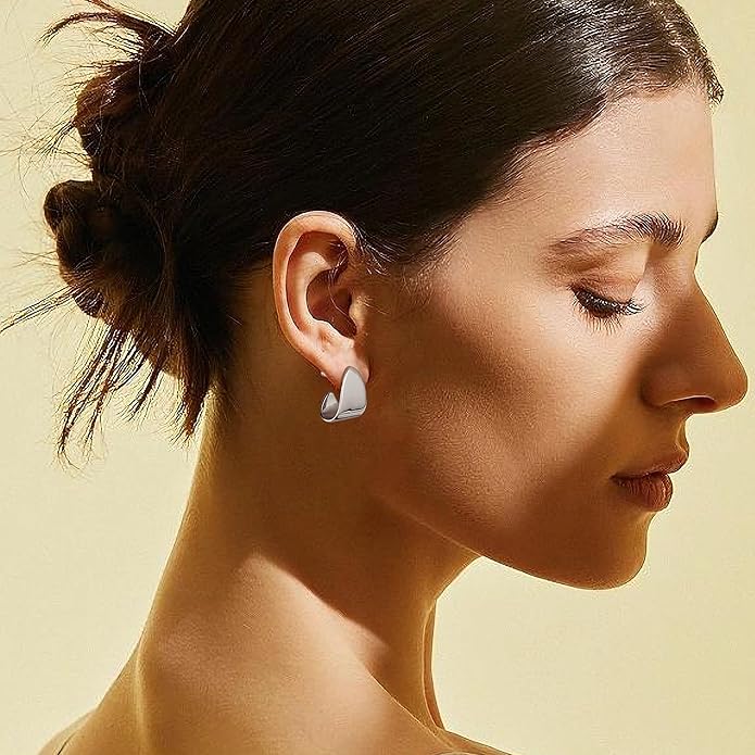 Gacimy Chunky Earrings for Women, Teardrop Earrings with 925 Sterling Silver Post, 14K Gold Plated Statement Drop for Women