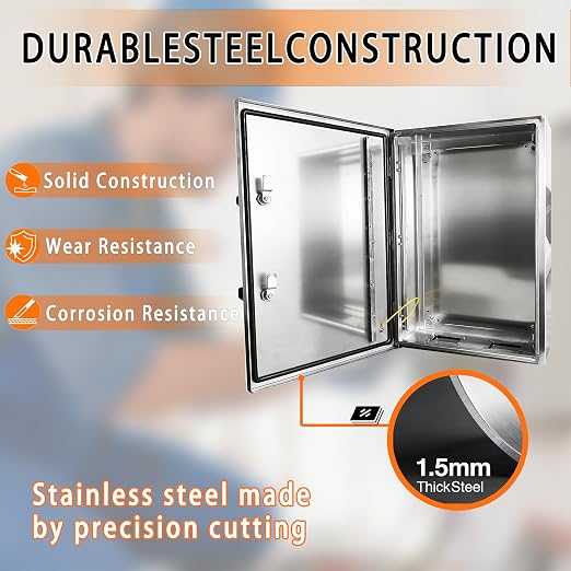 NBCYUNER Stainless Steel Electrical Enclosure 24x16x12 Inch NEMA 4X Enclosure - Image 3