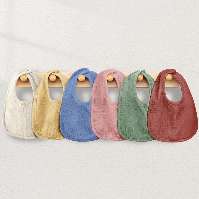 Muslin Baby Bibs for Unisex Boys Girls, Cotton Drool Bibs, Adjustable Newborn Bibs for Drooling and Teething