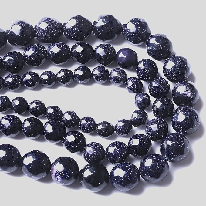 8mm 45pcs Natural Blue Sandstone Faceted Stone Beads for Jewelry Making DIY Bracelet Necklace Accessories 15" Energy Healing Power Stone Beads (Faceted Blue Sandstone, 8mm)
