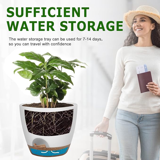 Plant Pots 12/10/9 Inch Self Watering Pots, Plastic Flower Pots, Nursery - Image 5