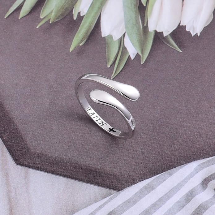 Fookduoduo 925 Sterling Silver Ring Inspirational Jewelry adjustable Wrap Open Rings for Women