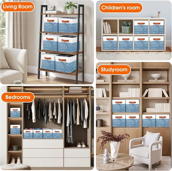 Collapsible Storage Baskets for Shelves, 6 Pack Foldable Fabric Storage Bins - Image 7