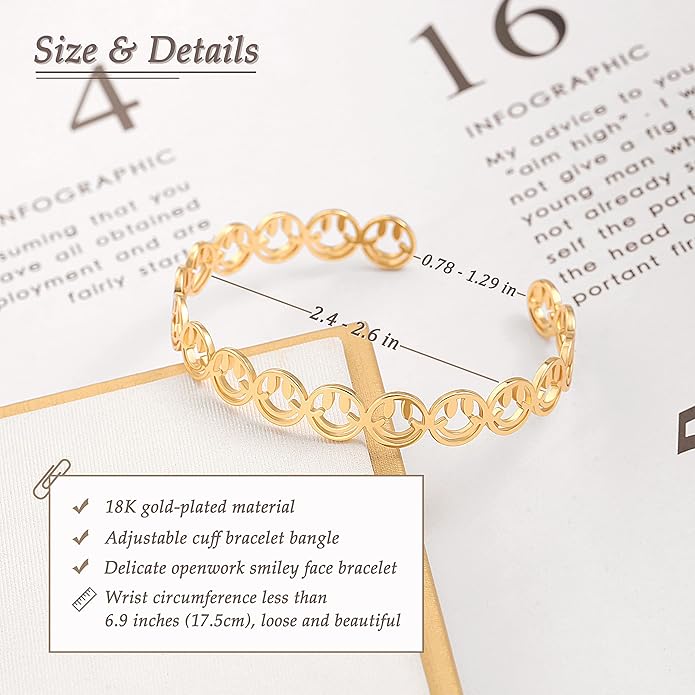 PERNNLA PEARL Dainty Gold Bar Bracelet for Women Simple Delicate Thin Cuff Bangle Hook Bracelet 18K Gold Plated Handmade Minimalist Jewelry