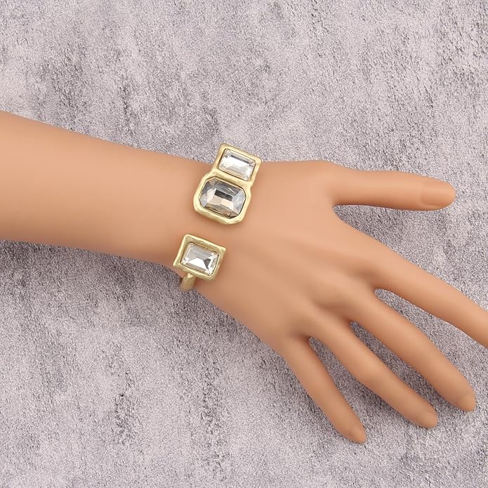 Gold Cuff Bracelet for Women Silver Beaded Bracelets Open Bangle Stackable Stretch Bead Bracelet Boho Jewelry Gifts for Wife Couple