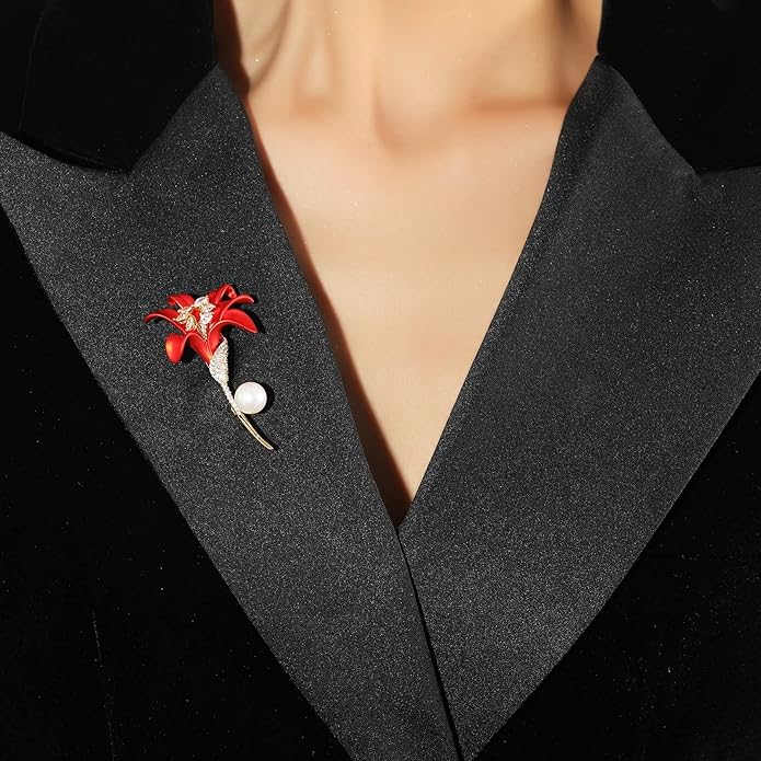 Red Rose Flower Brooches and Pins for Women Costume Jewelry Brooch Pins Broches Jewelry for Women Elegant Lady Pin