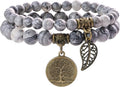 Bivei Natural Semi Precious Gemstone beads bracelet for women - Life Tree and Leaf Charm Energy Reiki Crystal Stretch Bracelets