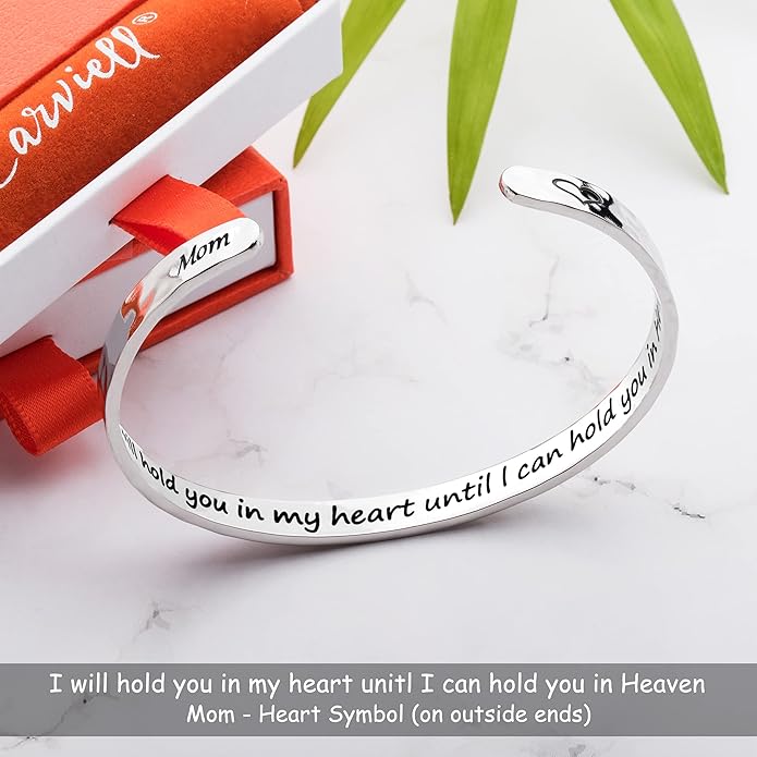 Carviell Engraved Cuff Bracelets for Women – Inspirational, Friendship, Love, Mom, Daughter, Sister, Christian, Graduation, Memorial & Wedding Gifts – 80+ Phrases – Stainless Steel, Gift-Ready