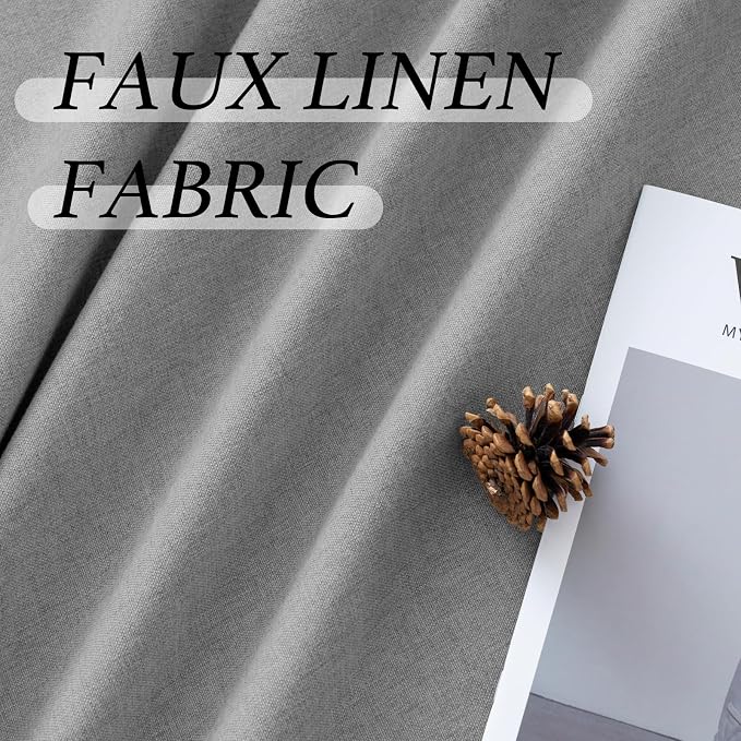 H.VERSAILTEX Grommet Natural Linen Textured Kitchen Curtains 45 inch Length - Image 5