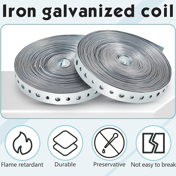 Gisafai 2 Rolls Galvanized Metal Pipe Strap 3/4 Inch x 50 ft 24 Gauge Total 100 - Image 4