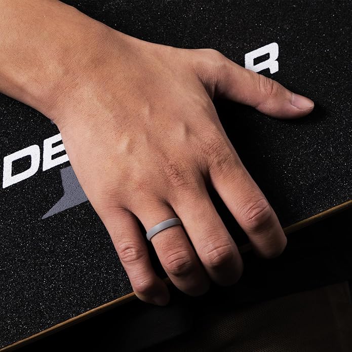 Egnaro Silicone Rings for Her, Rubber Wedding bands for Him, Breathable Engagement thin Unisex Design, Variety Multipack 1-7