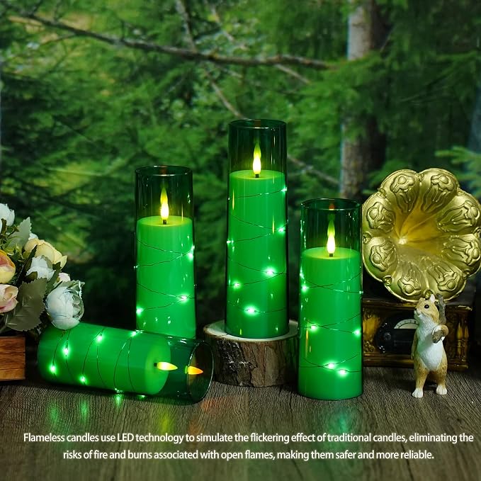 Eebuss Flameless Candles with Embedded Star String, Battery Operated LED Pillar - Image 2