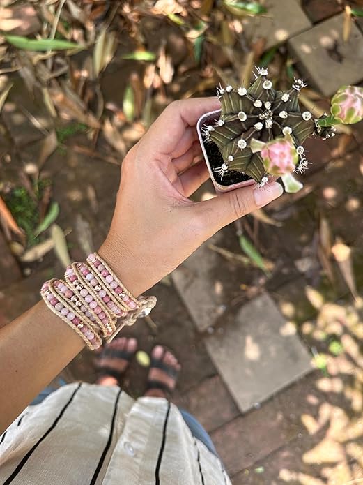 Bracelet for Women – Handmade Vegan Boho Natural Stone Layered Bracelet, Thailand Bohemian Stackable Beaded Wrap Bracelets, Summer Hippie Bracelet Stack, Fashion Jewelry Gifts