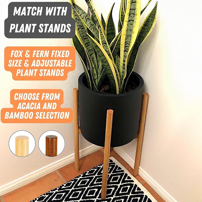 Fox & Fern Large Planter for Indoor or Outdoor, Matte Black, 8 Inch | UV & - Image 7