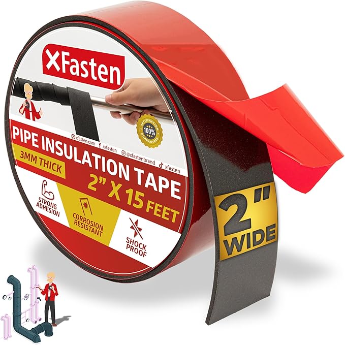 XFasten Foam Pipe Insulation Tape 2 Inch x 15 Feet Heavy-Duty AC Line by XFasten