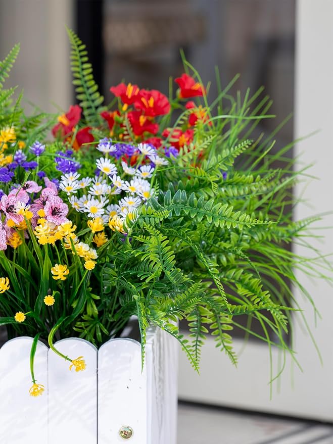 23PCS Artificial Plants Outdoor, Faux Flowers & Greenery Stems - Image 8