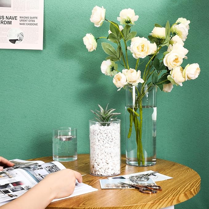 Nuogo 90 Pcs Plastic Cylinder Vases Tall Plastic Flower Vases - Image 7