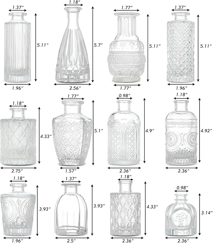 CUCUMI 12pcs Bud Vases for Centerpieces, Decorative Flower Vases for Wedding - Image 7