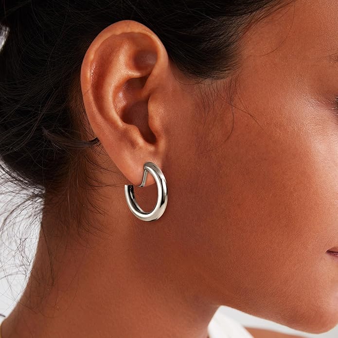 THUNARAZ 9 Pairs Clip on Earrings for Women 14K Gold Plated Chunky Hoop Clips Earring Trendy Clip on Hoop Earrings for Women Non-Pierced Fake Jewelry