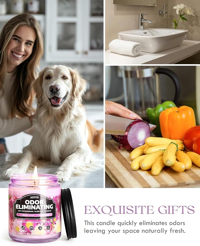 AOOVOO Dreamy Garden Odor Eliminating Candle - 9 oz Soy Candles - Image 4