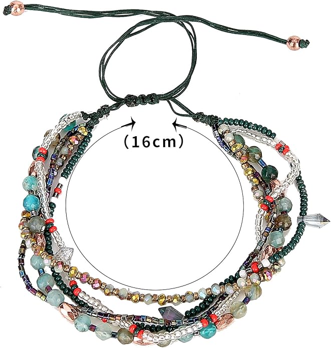 Handmade Adjustable Wrap Bracelet Bohemian String Braided Beads Anklets Gifts for Women