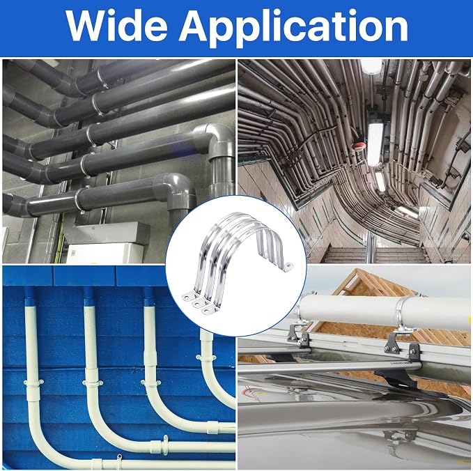 30 Pcs 4 Inch Pipe Strap Clamp, Reinforced M110 Stainless Steel Conduit Clamps - Image 7