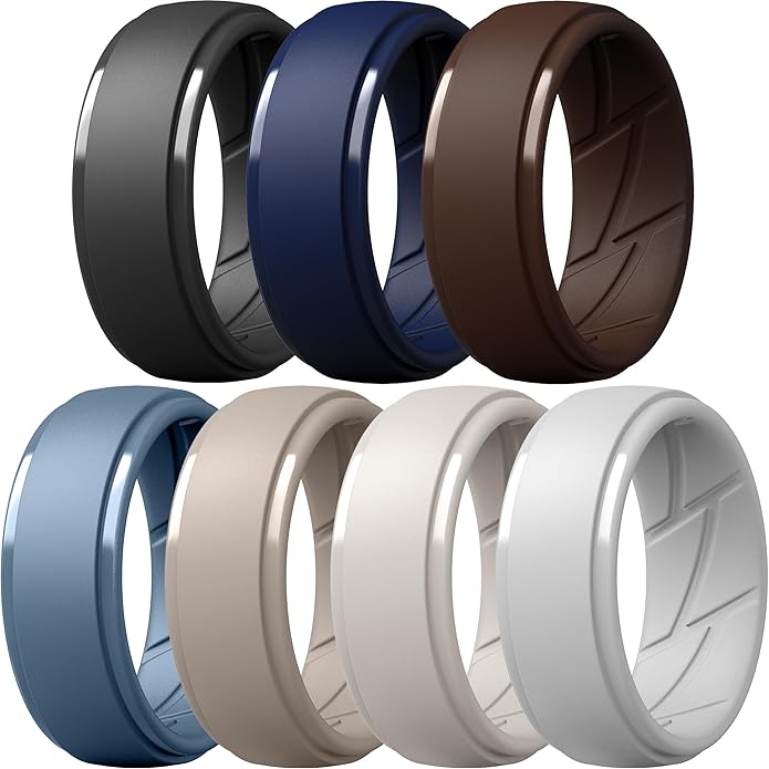 ThunderFit Men's Silicone Rings 10mm Wide 2.5mm Thick Rubber Bands, Breathable, Variety Multipack 1-10
