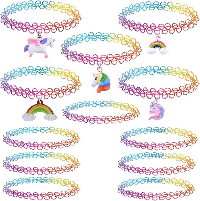 BodyJ4You 12PC Tattoo Choker Necklace for Women - 90s Choker Necklaces Y2K Fashion Trendy Vintage - Emo Black Choker Rainbow Pink White Purple Neon Green Blue Daisy Flower