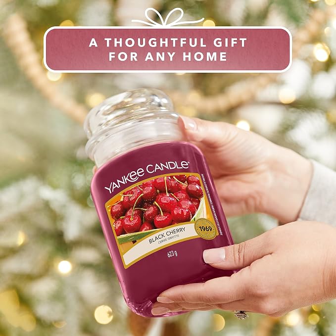 Yankee Candle Black Cherry Scented Classic 22oz Large Jar Single Wick Candle - Image 5