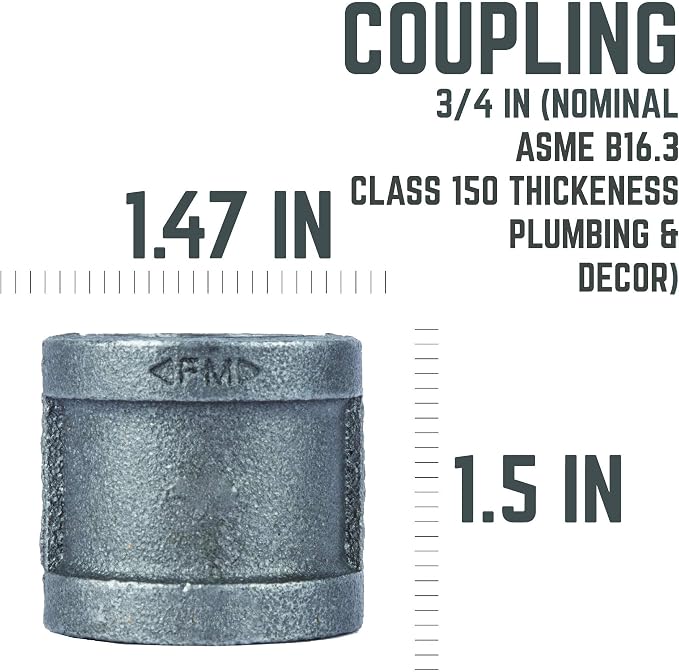PIPE DECOR Coupling Fitting, 3/4 Inch, DIY Furniture, and Standard 3/4 Inch - Image 2