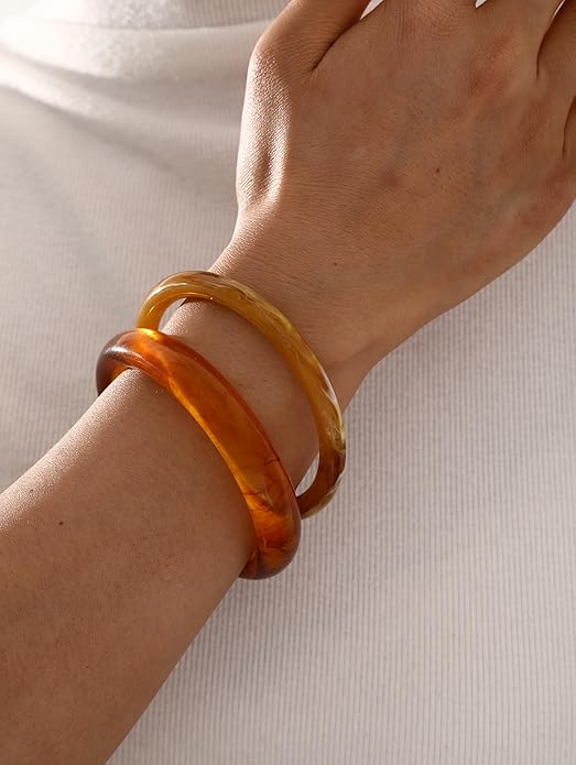 ÌF ME Acrylic Bangles Bracelets for Women, Irregular Acrylic Resin Chunky Bracelets Geometric Fashions Thick Statement bangle Set