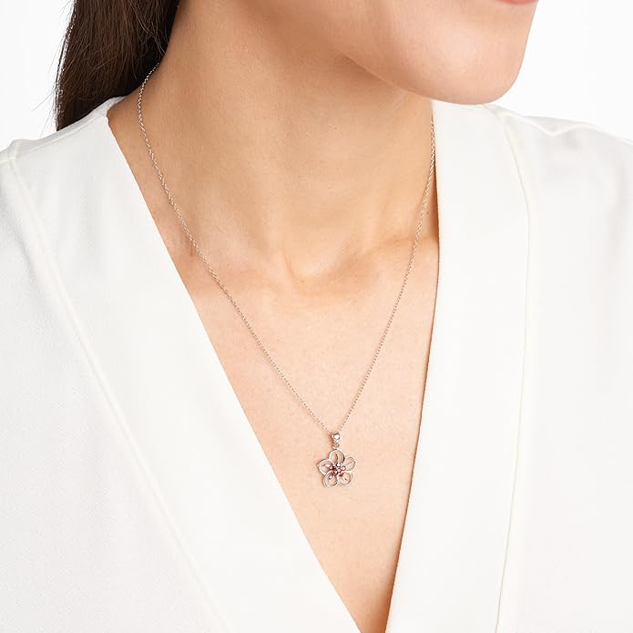 Amazon Collection Genuine or Created Gemstone Birthstone Flower Pendant Necklace with Chain in Sterling Silver, 18"