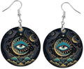 Round Wood Earrings Light Weight Printed Image Dangle Jewelry