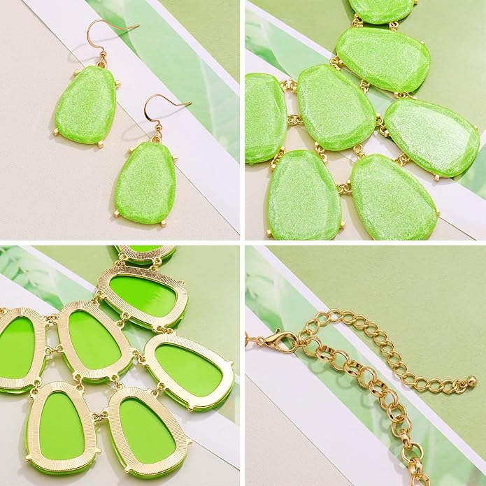 Firstmeet Chunky Bubble Statement Collar Necklace with Earrings for Women