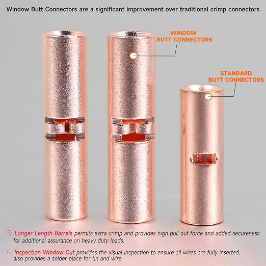12-10 AWG Wire Splice Kit – 50 PCS 12-10 Gauge Bare Copper Non-Insulated Butt - Image 3