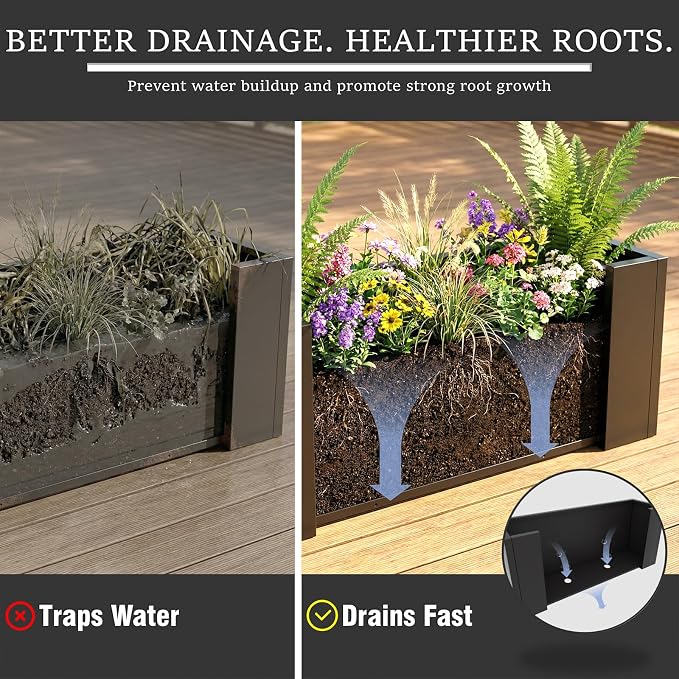 Metal Planter Box 32 Inch Outdoor, Galvanized Steel Raised Garden Bed | - Image 6