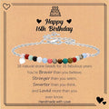 Birthday Gift for 9-16 Year Old, Small Natural Stone Beaded Bracelet Adjustable Heart Charm Bracelet for Daughter Granddaughter Sister Niece Friend on Birthday Graduation with Message Card Gift Box