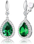 THUNARAZ Elegant Clip on Earrings for Women Sparkling Teardrop Dangle Clip Earrings Non-Pierced Rhinestone Cubic Zirconia Wedding Prom Jewelry 14K Gold and Silver Tone