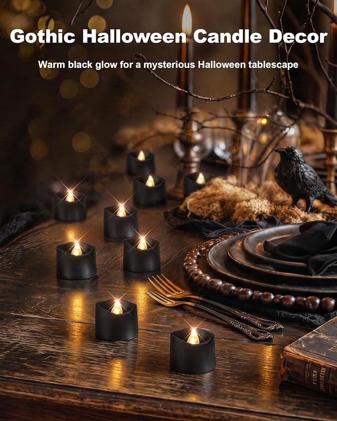 Homemory 24-Pack Black Flameless Battery Tea Light Candles, 200+ Hours | - Image 4