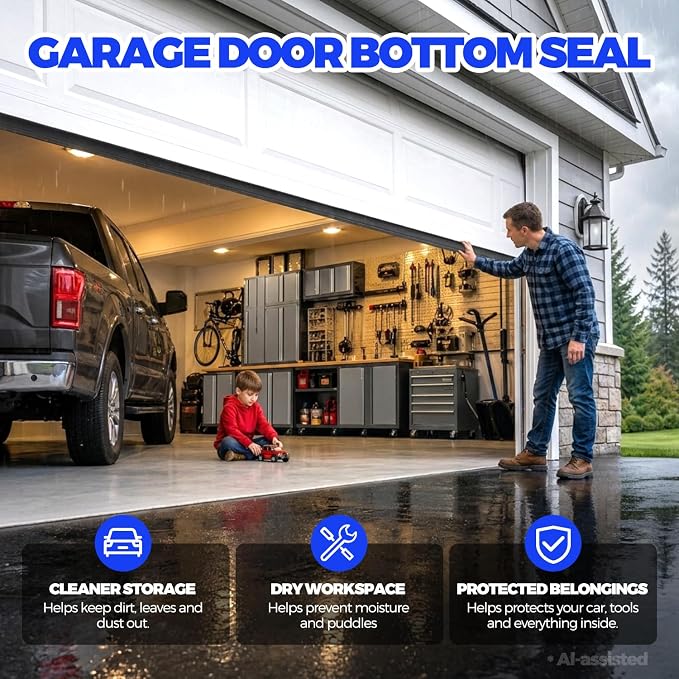 Holikme 16FT Garage Door Bottom Seal, Pre-drilled Track, U+O Rubber Seal - Image 7