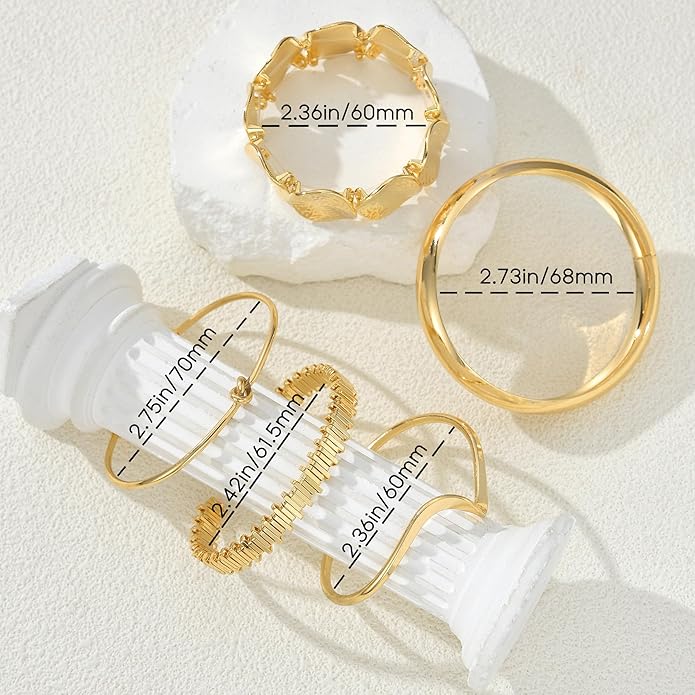 iF YOU Gold Bangle Bracelets for Women, Dainty Knot 14K Gold Plated Multi Layer Bangle Cuffs, Personalized Boho Chunky Bracelets for Women Jewelrys Set Gifts