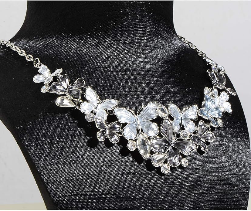AMYJANE Vintage Statement Jewelry Set - Spring Leaf Flower Floral Plant Necklace Earring Set Crystal Rhinestone Fashion Costume Jewelry for Women Prom Party Unique Gift