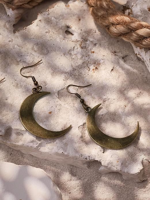 MINACHI Simple Crescent Moon Dangle Drop Earrings, Fashion Statement Jewelry Gift for Women