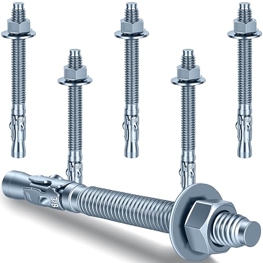 3/8 x 4 in Wedge Anchors 6 pcs Galvanized Concrete Anchors | Concrete Screw and by Unknown