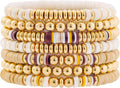 GOOJIDS Surfer Heishi Clay Bead Bracelets for Women Bohemian Stackable Gold Plated Beaded Stretch Bracelets Elastic Layering Friendship Bracelets Set Boho Jewelry