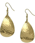 Medium Hammered Tear Drop Nu Gold Brass Earrings By John S Brana Handmade Jewelry Brass Earrings